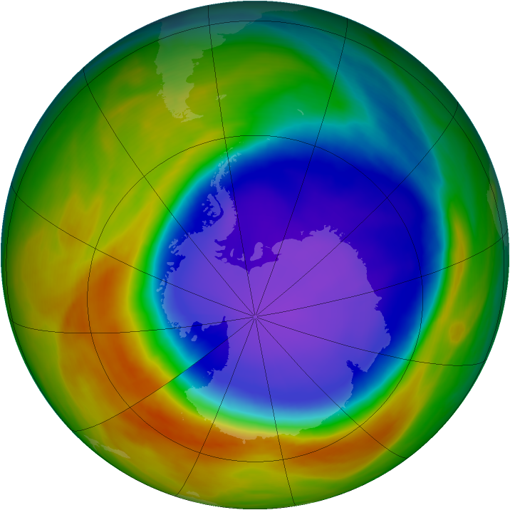 Antarctic ozone map for 08 October 2007